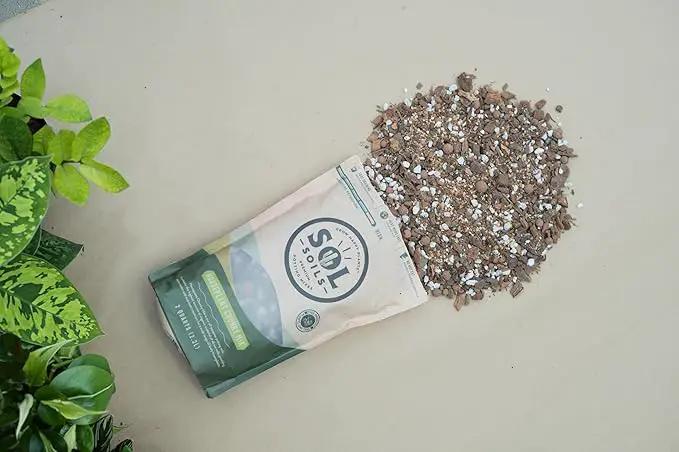 Sol Soils Chunky Houseplant Mix - Fast Draining Soil for Indoor Plants with Coco Coir Chips, Perlite, & Pumice, 2 Quart by GreenHaven Gardens