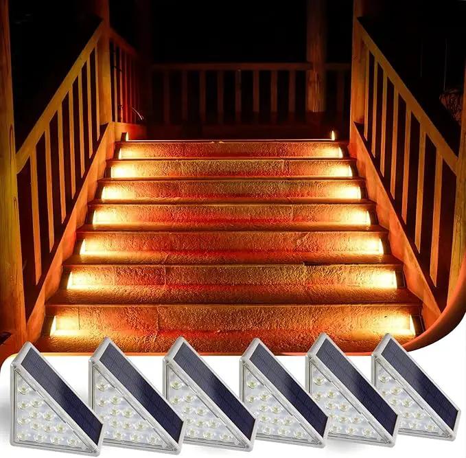 Solar Step Lights 6-pack with Solar Outdoor Stair,Porch,Patio,Yard,Deck & Pathway Adjustable Brightness (Warm White) by GreenHaven Gardens