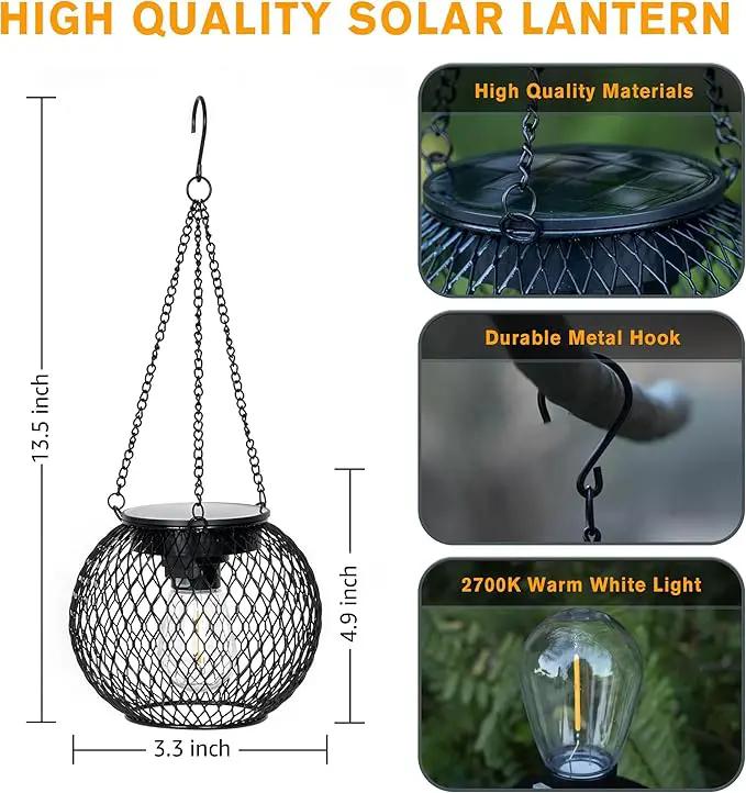 Solar Lanterns Outdoor, Brighter Metal Solar Hanging Lanterns, IP65 Waterproof Solar Lights Outdoor, Gardening Gifts & Decor for Garden Yard Patio Pathway by GreenHaven Gardens