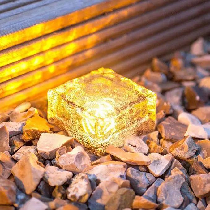 Epicgadget Solar Ice Cube Shaped Light, 2.8x2.8x2 inch Ice Cube Shaped Warm White Outdoor Solar Garden Decorative Lights for Walkway Pathway Backyard Christmas Decoration Parties (4 PCS) by GreenHaven Gardens