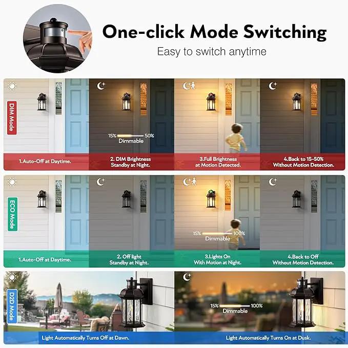 VIANIS Motion Sensor Outdoor Garage Lighting Fixture, Oil Rubbed Bronze Farmhouse Exterior Wall Mount Sconce for House, Waterproof Dusk to Dawn Front Porch ORB Outside Lantern for Patio