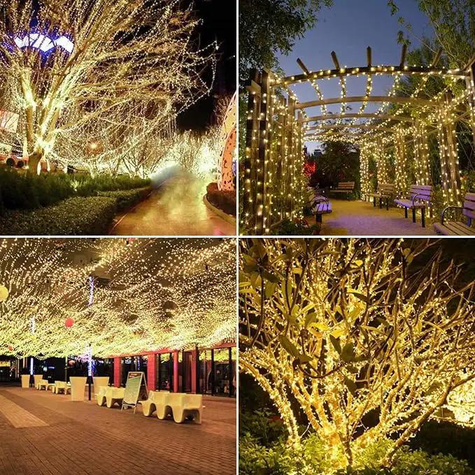 2 Pack 200 LED Solar String Lights, 85.2ft 8 Modes Solar String Lights for Outside, Waterproof and Solar Powered Outdoor String Lights for Holiday Christmas Yard Garden Tree Wedding Party (Warm White) by GreenHaven Gardens