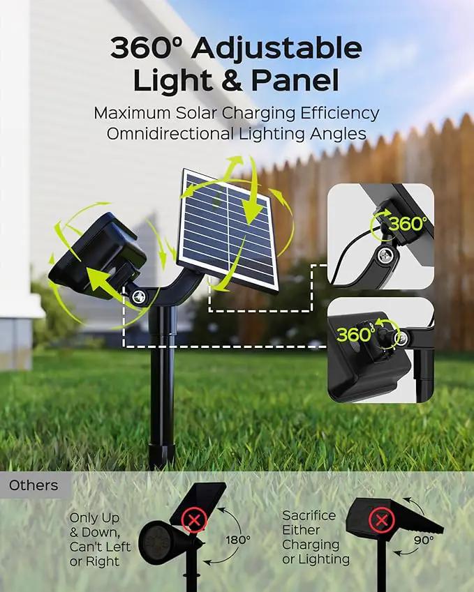 JACKYLED 84-LED Solar Spotlights 5 Lighting Modes 360° Adjustable IP65 Waterproof Super Bright Overnight Solar Spot Lights for Outside with Extendable Spike for Yard, Garden, Lawn, Pathway, 4 Pack by GreenHaven Gardens