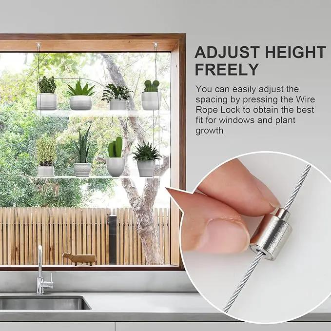 2-Tier Hanging Clear Plant Shelves for Windows, Acrylic Window Wall Plant Stand Shelf for Kitchen Indoor Gardens, Flower, Succulents, Herb, Seedling Organization, and Pots Display, 16 Inch per Tier by GreenHaven Gardens