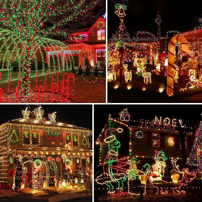 2 Pack Christmas String Lights Indoor Outdoor, Super Bright 66FT 200 LED String Lights Waterproof, Twinkle Xmas Lights with Timer for Christmas Tree Decorations (Red and Green) by GreenHaven Gardens