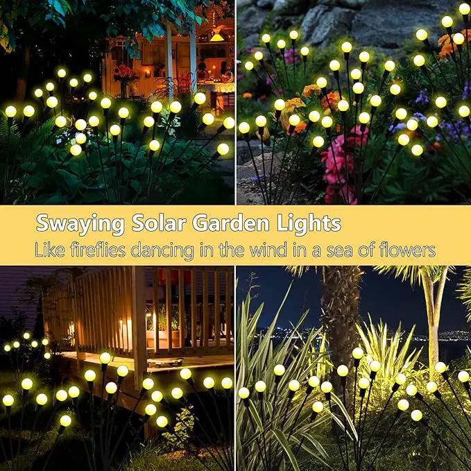 Solar Garden Lights Outdoor, 6 Pack 60 LED Solar Firefly Lights Waterproof, Sway by Wind, Solar Swaying Light for Yard Patio Backyard Garden Planter Flower Bed Pathway Outdoor Decoration (Warm White) by GreenHaven Gardens