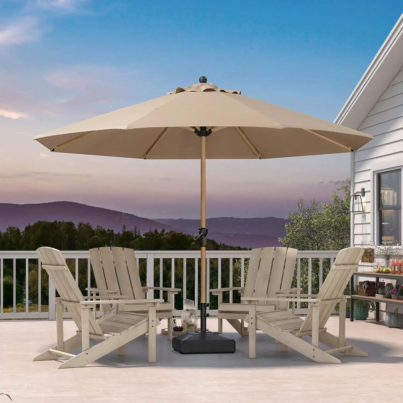PURPLE LEAF 11 Feet Patio Umbrella with Base Outdoor Umbrella Round Market Umbrella with Crank & 8 Ribs Commercial Aluminum Table Umbrella for Outdoor Garden, Taupe by GreenHaven Gardens