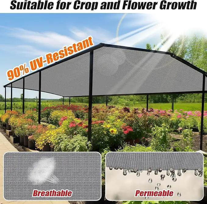 Outdoor 90% Sun Shade Cloth with Grommets, 17 X 22 FT Pergola Shade Cover for Garden Patio Carport Kennel Swimming Pool, Light Grey (We Make Custom Size) by GreenHaven Gardens