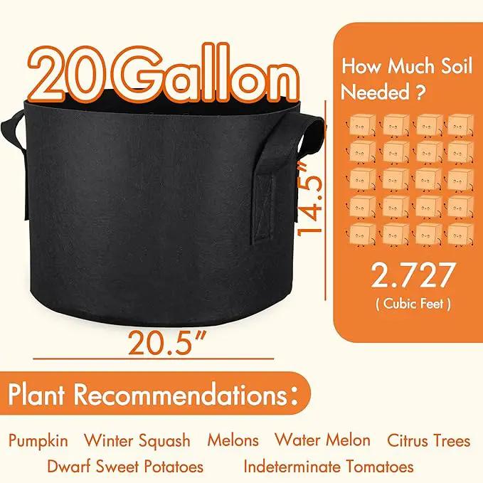 Gardzen 10-Pack 20 Gallon Grow Bags, Aeration Fabric Pots with Handles by GreenHaven Gardens