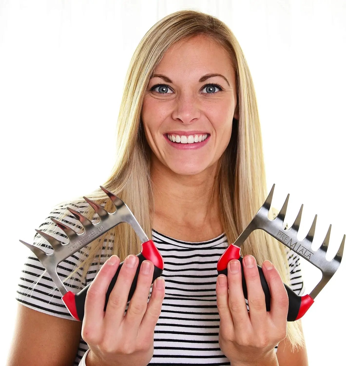 Meat Claws Stainless Steel - Premium Soft Rubber Handles for Ultimate Comfort and Grip! Wolverine Claws shreds Pulled Pork and BBQ Meat quickly and easily! by GreenHaven Gardens