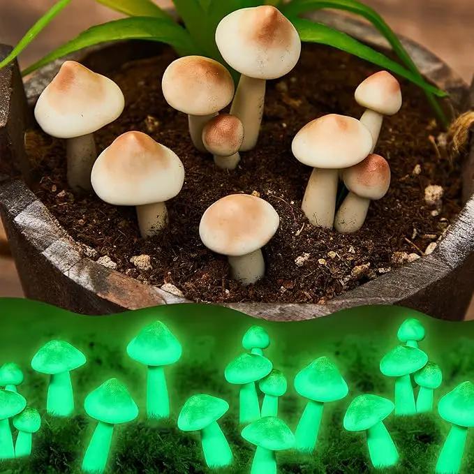 Taiyin 5 Pcs Luminous Mushroom Miniature Garden Mushrooms Outdoor Decor Waterproof Glow in The Dark Yard Decor for Fairy Outdoor Garden Micro Landscape Christmas Tree Decor by GreenHaven Gardens
