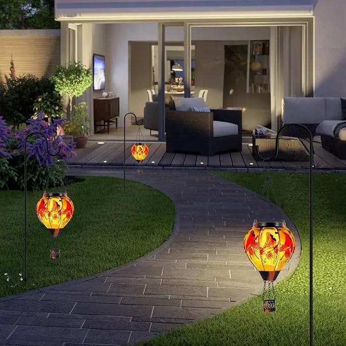 Cardinal Solar Hot Air Balloon Lantern with Flame, Glass Hot Air Balloon Solar Lantern Outdoor Waterproof, Hanging Hot Air Balloon Solar Light, Cardinal Gifts for Mom Woman Christmas by GreenHaven Gardens