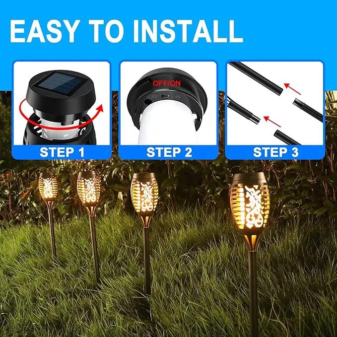 Solar Lights Outdoor 6 Pack, Solar Torch Light with Flickering Flame, Waterproof Outdoor Lighting Solar Powered Pathway Lights, Decoration Lighting for Garden Yard Patio, Auto On/Off by GreenHaven Gardens