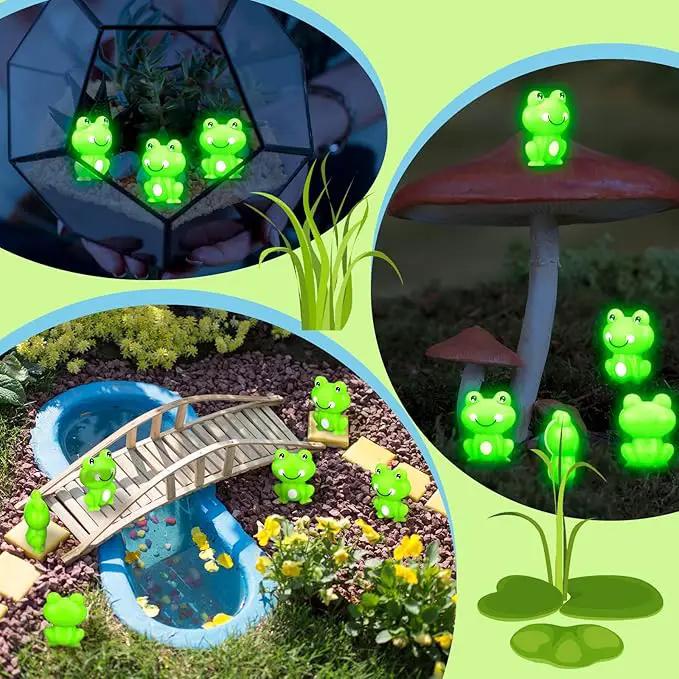 200 Pcs Mini Frog Garden Decor Green Frog Figurines Tiny Frogs Bulk Plastic Frogs Little Frogs for Fairy Moss Landscape DIY Craft Accessories Home Ornament Dollhouse(Luminous Style) by GreenHaven Gardens