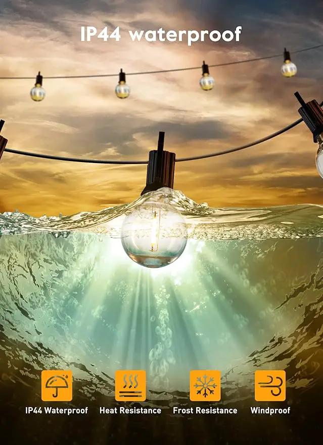 Outdoor String Lights with Remote - 58 Ft Globe Patio Lights, 4 Lighting Modes, 25 LED G40 Bulbs Waterproof Connectable Commercial Hanging Lights for Backyard Party by GreenHaven Gardens