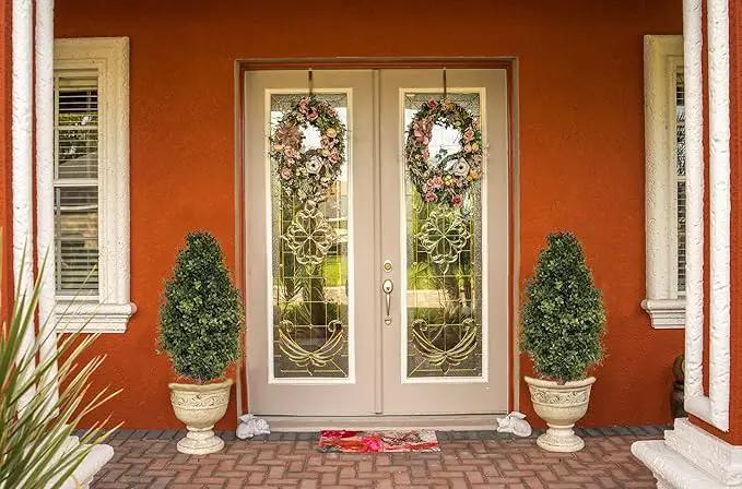 3FT Artificial Boxwood Bush Topiary Tree UV Resistance Rated with Spike. Easy to Push in The Ground.Plant Looks Great in a Planter Anywhere. Indoor/Outdoor Decor 2 Pack by GreenHaven Gardens