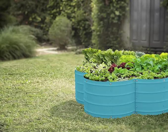 Galvanized Raised Garden Beds Outdoor // 3×3×1 ft Planter Raised Beds for Gardening, Vegetables, Flowers // Large Metal Garden Box (Teal) // Patented Tool-Free Design by GreenHaven Gardens