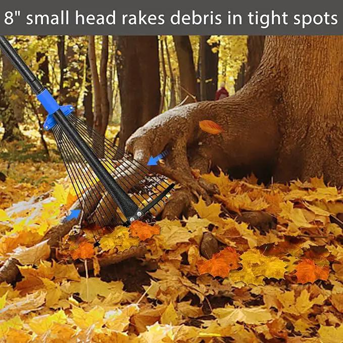 Rake for Leaves, 5ft Adjustable Metal Garden Leaf Rake with Expandable Head 7-16", Small Cllapsible Rakes for Lawns Gardening Camping Heavy Duty by GreenHaven Gardens