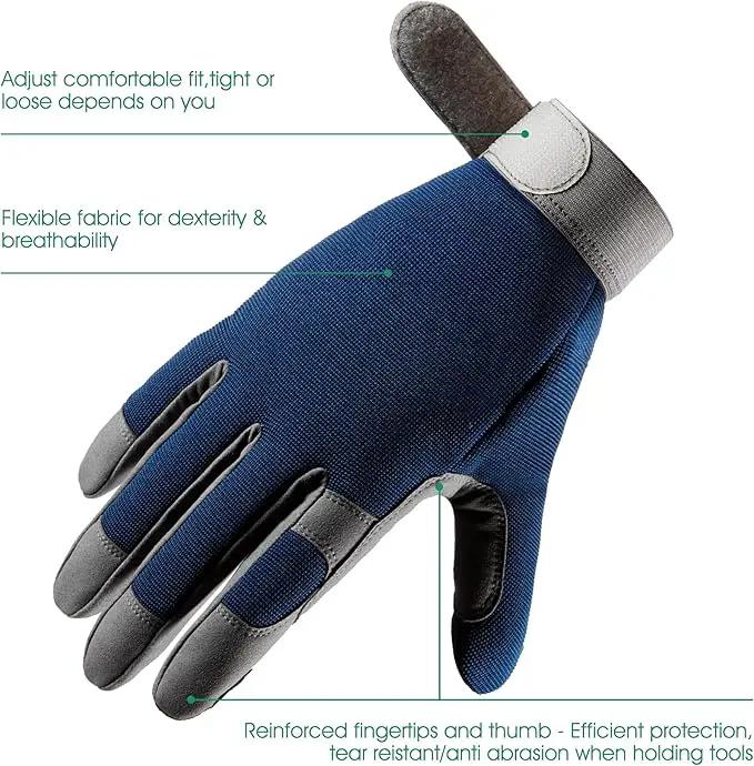 COOLJOB Thorn Proof Garden Gloves with Touchscreen Fingers for Men, Rose Pruning Work Gloves with Palm Cushion for Gardener, Farmer and Landscaper (Navy 1 Pair Large) by GreenHaven Gardens