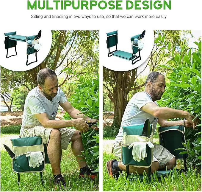 KVR Upgraded Garden Kneeler and Seat with Thicken & Widen Soft Kneeling Pad,Heavy Duty Foldable Gardener Stool with 2 Tool Pouches,Gardening Gifts for Women Mom Men Seniors¡­… by GreenHaven Gardens