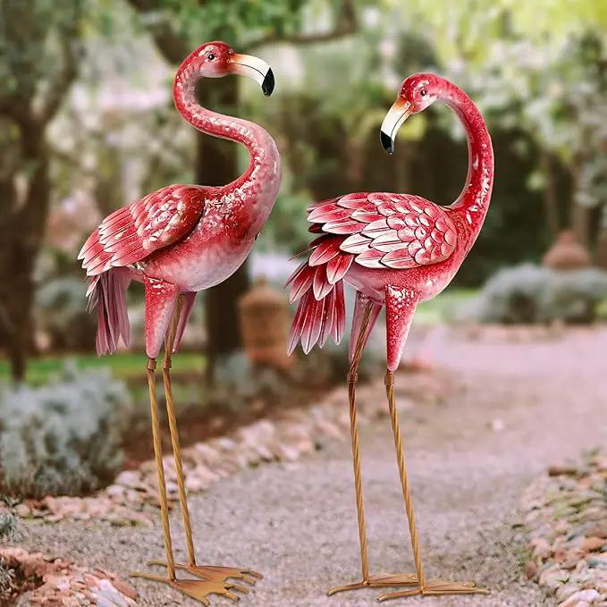 Kircust Flamingo Garden Statues and Sculptures, Metal Birds Yard Art Outdoor Statue, Large Pink Flamingo Lawn Ornaments for Home, Patio, Backyard Decor (2-Pack) by GreenHaven Gardens