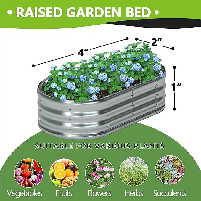 4x2x1ft(2 Pack) Oval Galvanized Raised Garden Bed,Outdoor Planter Box Metal Patio Kit Planting Bed for Vegetables Flowers and Succulents by GreenHaven Gardens