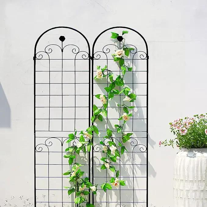 2 Pack Metal Garden Trellis 86.7" H Garden Fence Rustproof Trellis for Climbing Plants Support Roses Flower Outdoor Lawn Black by GreenHaven Gardens