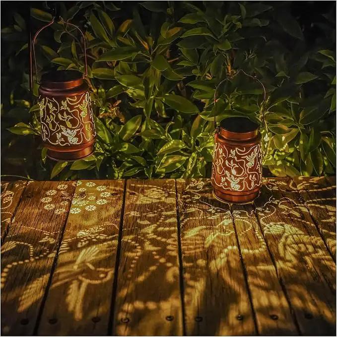 2 Pack Solar Hummingbird Lanterns Outdoor Hanging Decor Lantern,Waterproof Hollow Out Metal Decorative Garden Light,Graceful Decoration for Patio,Yard,Landscape,Walkway,Festival by GreenHaven Gardens