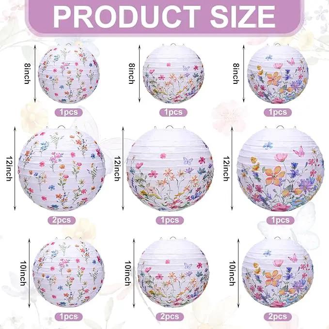 Riakrum 12 Pcs Wildflower Paper Lantern Set Floral Party Decorations Flower Paper Round Lanterns Wildflower Lantern Kit for Spring Baby Shower Bridal Shower Wedding Birthday Tea Party Supplies by GreenHaven Gardens