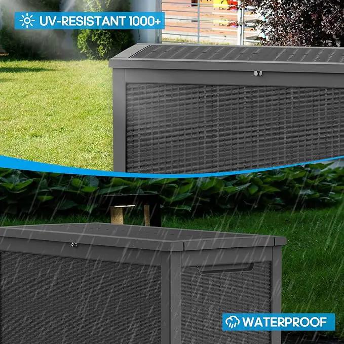 260 Gallon Outdoor Storage Box – Waterproof Deck Box for Garden & Patio,Black by GreenHaven Gardens