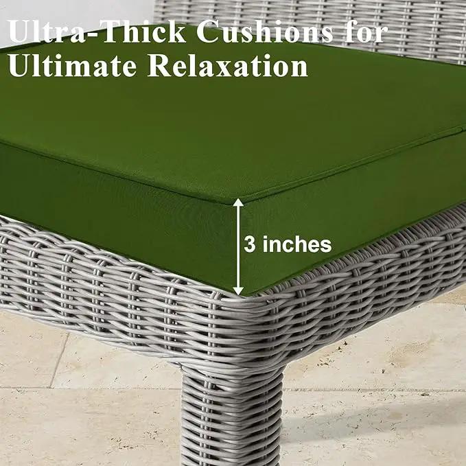 Outdoor Chair Cushions Set of 2 for Patio Furniture 22x22x4 Inch Waterproof Patio Chair Cushion 3 Year Color Fastness Square Elastic Foam Garden Couch Pads with Ties and Handle,Green by GreenHaven Gardens