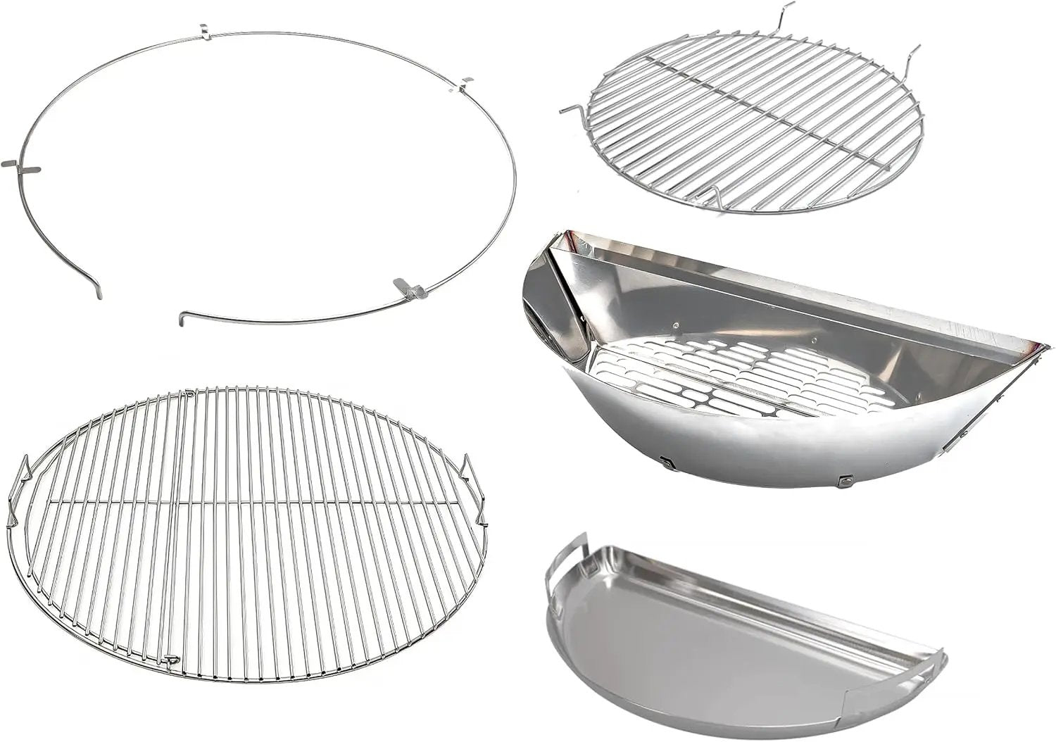 SnS Grills Slow ‘N Sear® 5-Piece Cooking System - Patented Charcoal Basket with Removeable Water Reservoir, EasySpin Grate, Drip Pan for Low ‘N Slow Smoking & Charcoal Grilling on Big Green Egg LG by GreenHaven Gardens
