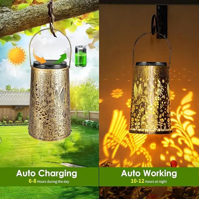 2 Pack Solar Lanterns Outdoor Waterproof, Hummingbird Hanging Solar Lights for Outside, Garden Decor for Yard Patio Pathway Porch, Christmas Birthday Mothers Day Gifts for Women Mom Grandma by GreenHaven Gardens