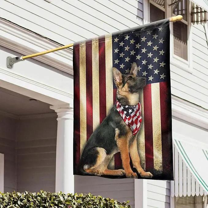 FLAGWIX German Shepherd Dogs Double Sided Flag - Patriot American Dog Flags - Decorations For Home, Outside, Patriotic House Flag 30x40 Heavy Duty Canvas, Decorative Indoor Outdoor Flag by GreenHaven Gardens