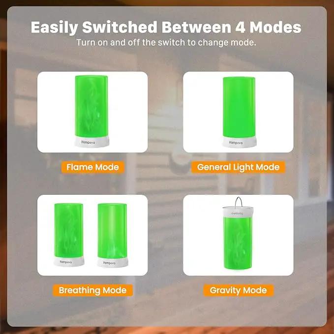 【Upgraded】 LED Flame Lights with Remote & Timer, 4-Mode Rechargeable Battery Operated Flameless Candles, Waterproof Pillar Flickering Lanterns for Room Patio Wedding Halloween Home Decor, Green by GreenHaven Gardens