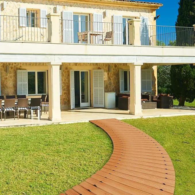 RELIANCER 6' Wooden Garden Pathway,Outdoor Roll Out Cedar Curved Walkway,Patio Path Decorative Garden Boardwalk Walkways,Weather-Resistant Roll Up Beach Wood Road Floor,Wedding Party Pathways by GreenHaven Gardens