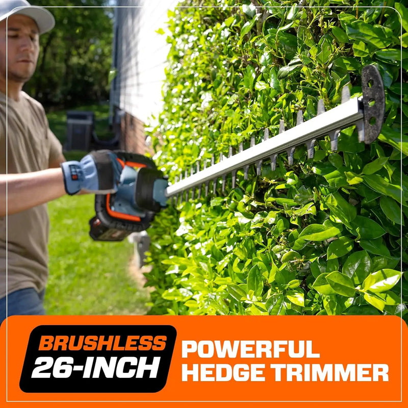 SENIX X6 60V Max* Battery Powered 26" Cordless Hedge Trimmer with Brushless Motor, Double-Sided Dual Action Blades, 1-1/4" Cutting Capacity, 3.0 Ah Lithium-ion Battery & Charger Included (HTX6-M1) by GreenHaven Gardens