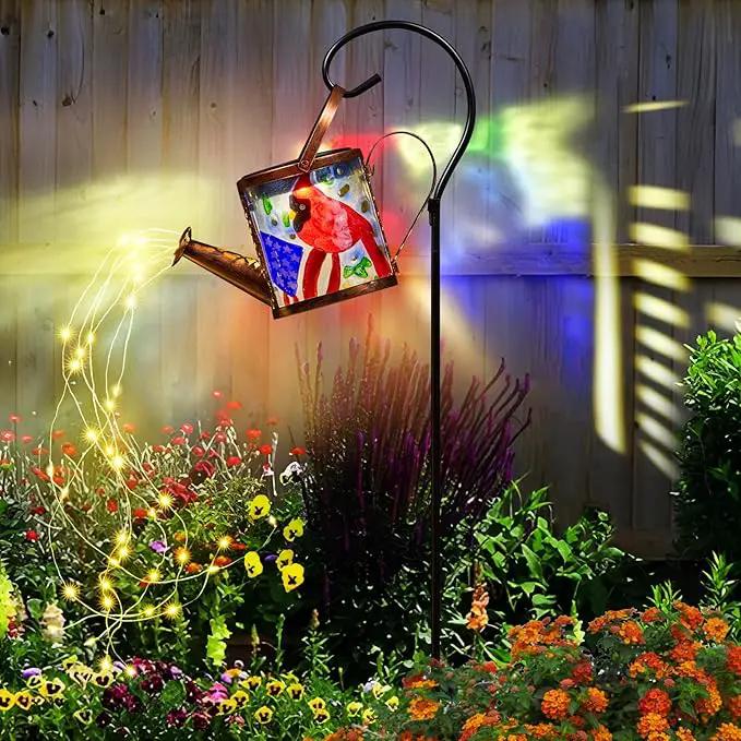 Larekook Solar Outdoor Watering Can Lights Decorative Path Lights, Metal Glass Solar Garden Light Outdoor Waterfall Decor Ornament for Yard Lighting Outside Flag by GreenHaven Gardens