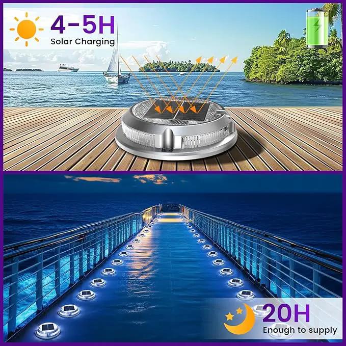Quntis RGB Solar Deck Lights 4 Pack, 11 Lighting Modes Solar Driveway Lights Outdoor Waterproof IP68, Step and Deck Light for Outside Stair Pathway Walkway by GreenHaven Gardens