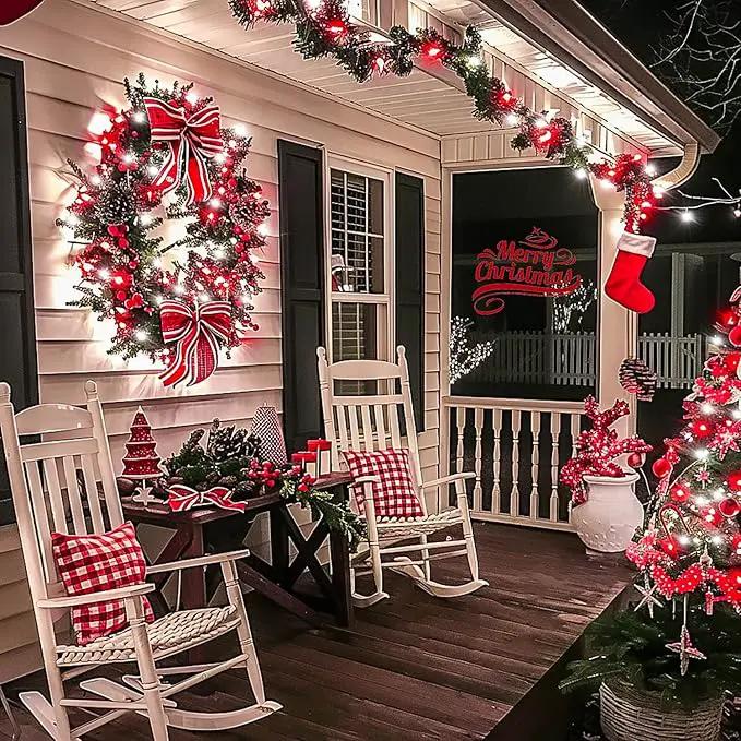 JMEXSUSS Connectable Red and White Christmas Lights, 8 Modes 100 LED Twinkle String Lights Indoor, Clear Wire Plug-in Christmas String Lights Outdoor Waterproof by GreenHaven Gardens
