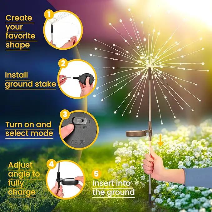 GIGALUMI Garden Outdoor Decor Lights 120LED 8Pack, Solar Garden Lights for Yard Outside Fairy Decorative,Solar Powered for Yard Pathway Flowerbed Planter Balcony Patio Decor（Warm White） by GreenHaven Gardens