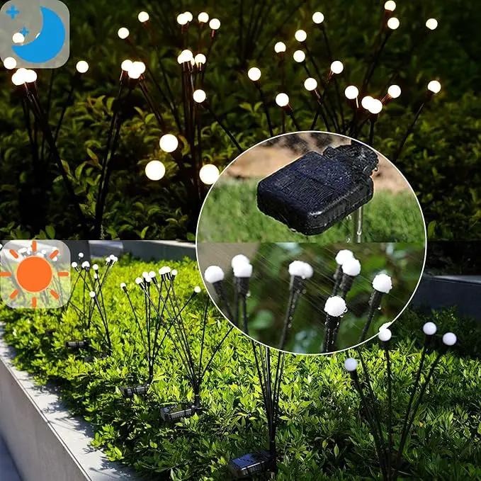 Solar Firefly Lights 16 LED Swaying Outdoor Waterproof Decorative Lights for Yard Patio Pathway Lawn Decorations (2 Pack, 8 Heads) by GreenHaven Gardens