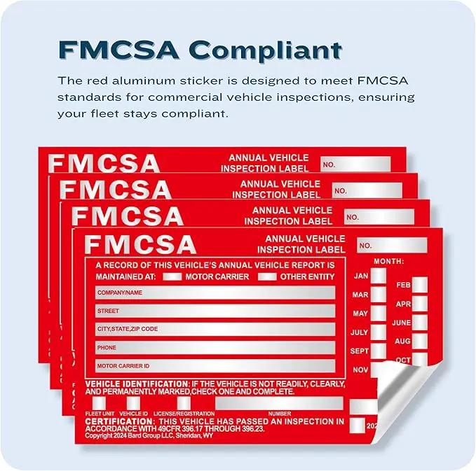 40-Pack DOT Compliant Aluminum Annual Vehicle Inspection Label – Red FMCSA Label with Punch Boxes by GreenHaven Gardens