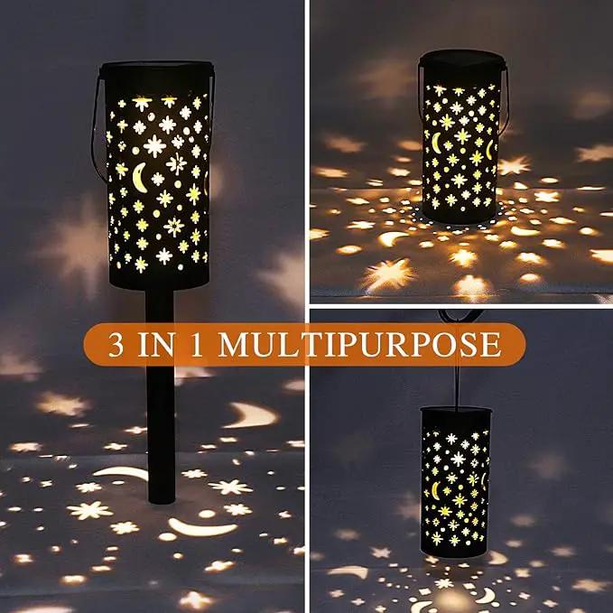 6 Pack Solar Light Outdoor Garden Patio Pathway Landscape Lights Yard Driveway Lawn Walkway Decoration Star Moon Solar Lantern Waterproof Outside Path Hanging Sidewalk Courtyard Black by GreenHaven Gardens