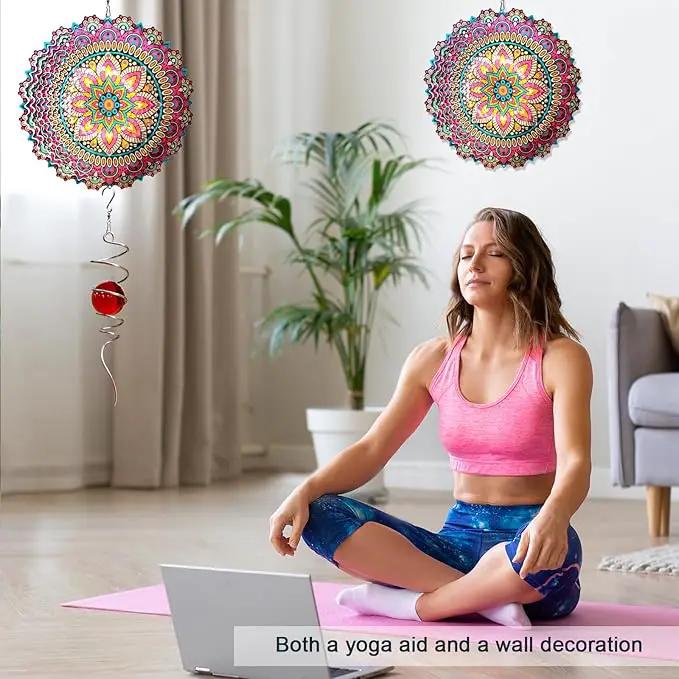 Wind Spinner Blossom Mandala Wind Spinners Outdoor 12inch 3D Stainless Steel Hanging Wind Sculptures Creates Holographic Effect. Kinetic Garden Decoration Yard Art Decor Worth Mandala Gifts by GreenHaven Gardens