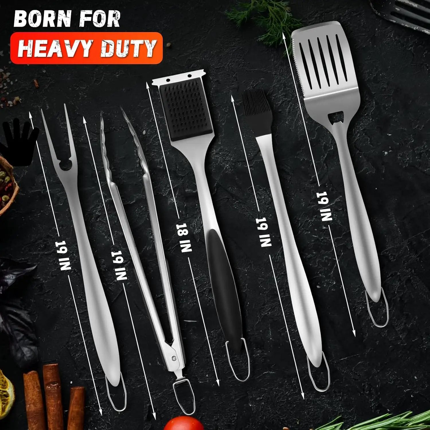 PURPLEBIRD Grill Set for Outdoor Grill 6 pcs - Heavy Duty Grilling Tools Set with Extra Long Handle, Stainless Grilling Accessories for Dad Gifts with Travel Bag, BBQ Utensils Kit for Outdoor Camping by GreenHaven Gardens