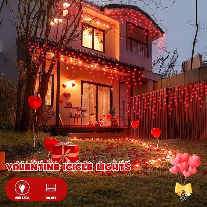 JMEXSUSS 400 LED Red Icicle String Lights, Connectable Red String Lights Indoor Outdoor with Remote, Red Christmas Lights for Room Fireplace Christmas Valentine Decorations, EXS-I-0400-R by GreenHaven Gardens