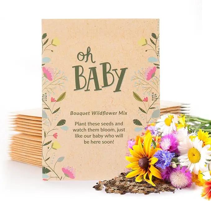 BENTLEY SEED CO. Oh Baby Seed Packets|Girl or Boy Baby Shower Favors for Guests | 25 Wildflower Seed Packets | Pre-Filled | Bouquet Wildflower Mix | Non-GMO Seeds | Gender Neutral | Eco-Friendly Gift by GreenHaven Gardens