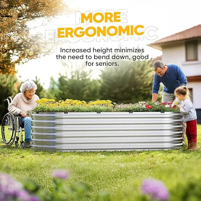 KING BIRD Raised Garden Bed Kit 2025 Upgraded Quick-Setup Galvanized Planter Garden Box Outdoor for Gardening, Vegetables, Flowers, 94x36x23 in, Silver by GreenHaven Gardens