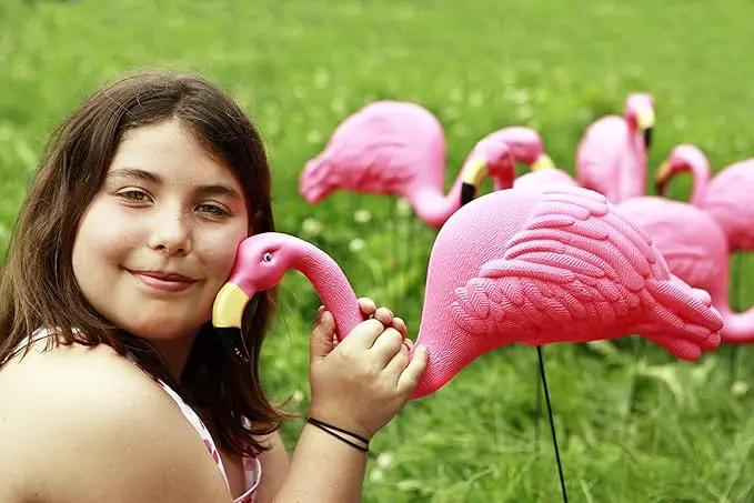 GiftExpress Pink Flamingos Yard Decorations - 4 Pack Extra Large 24" Tall Plastic Flamingo Statue w/Metal Stakes - Lawn Ornaments & Garden Decor for Outdoor Parties by GreenHaven Gardens